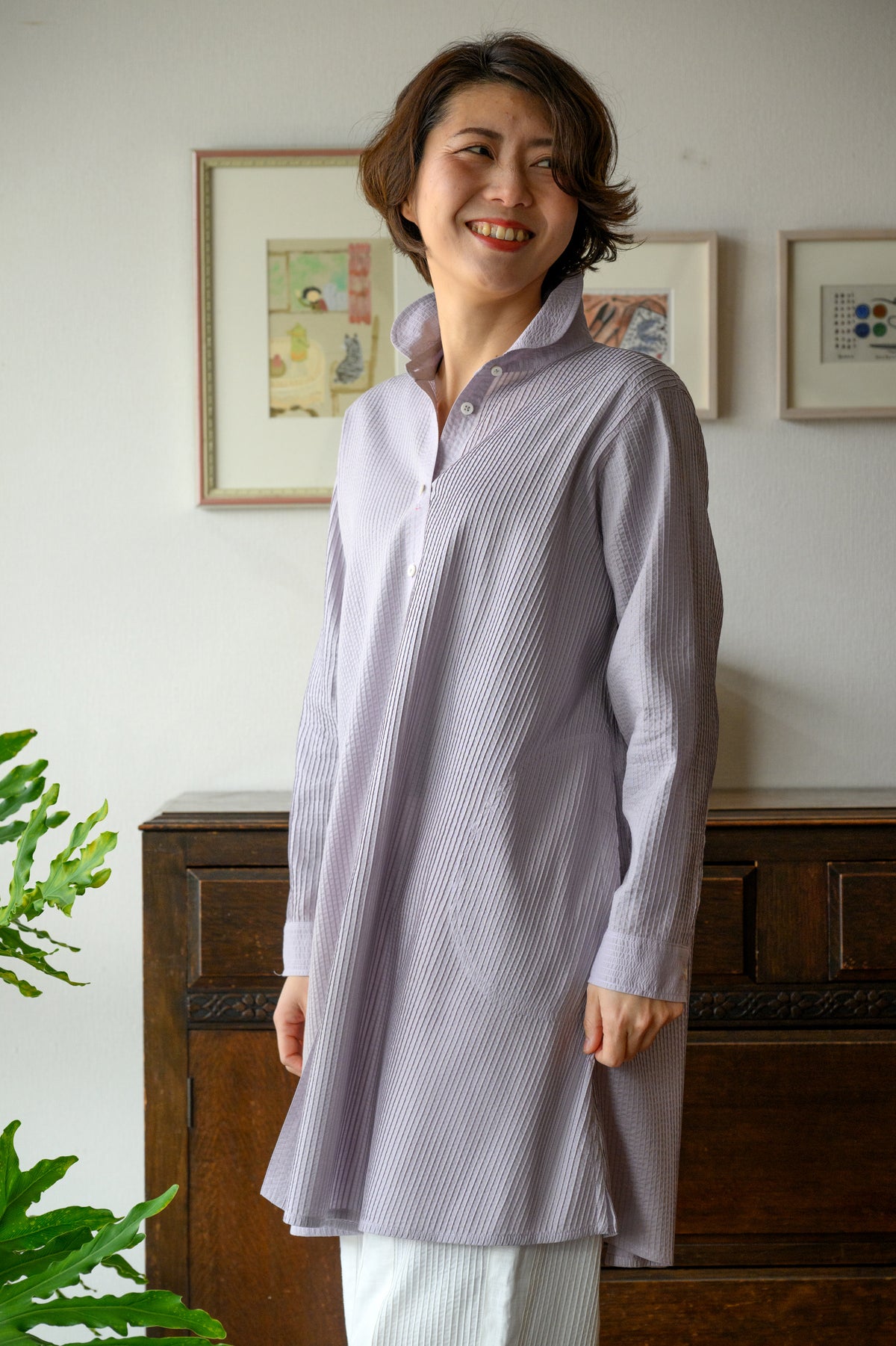 ピンタックショールカラーロングジャケット LV | ムー・ジュ ムナカタ