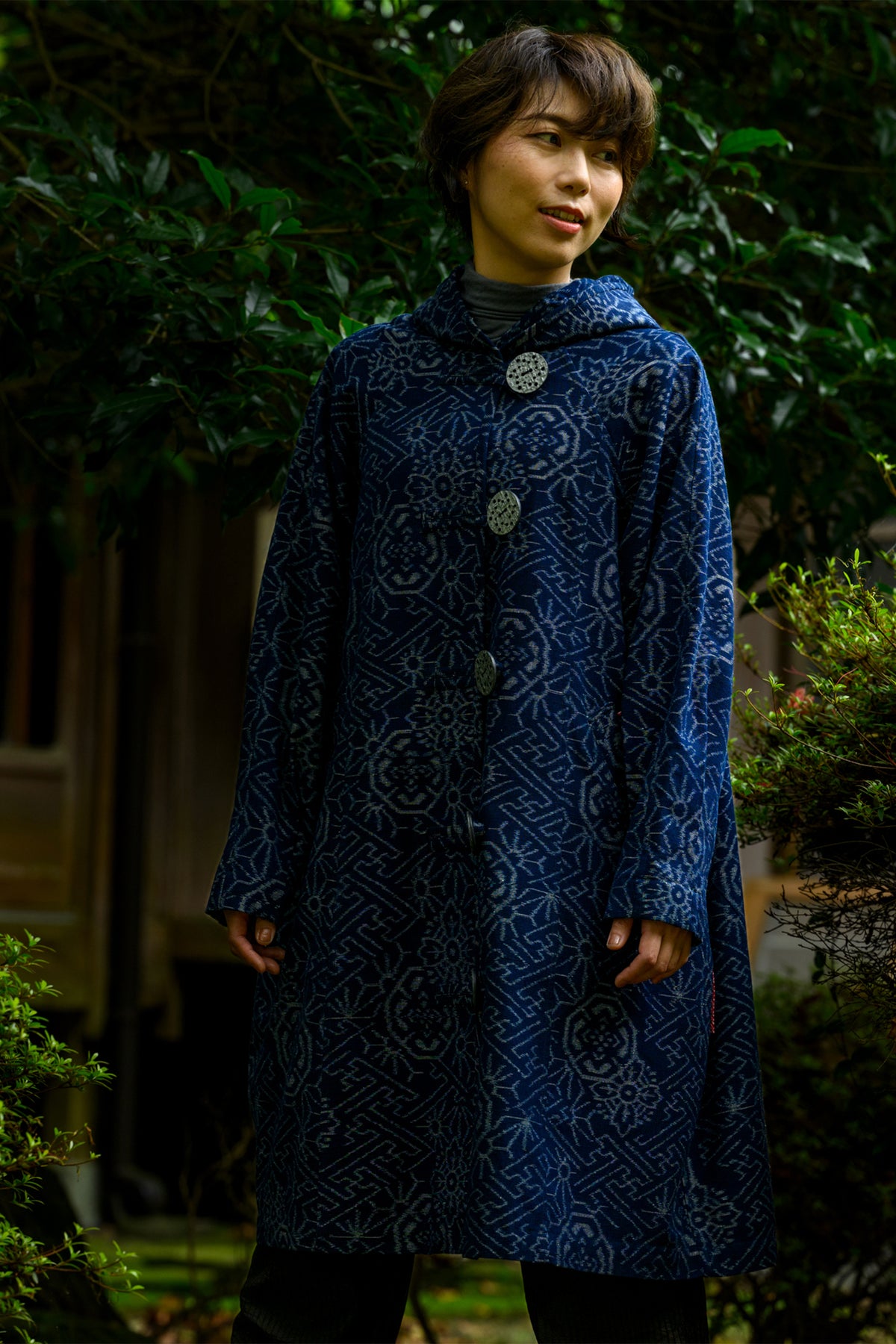 手織り久留米絣ロングコート2 | ムー・ジュ ムナカタ
