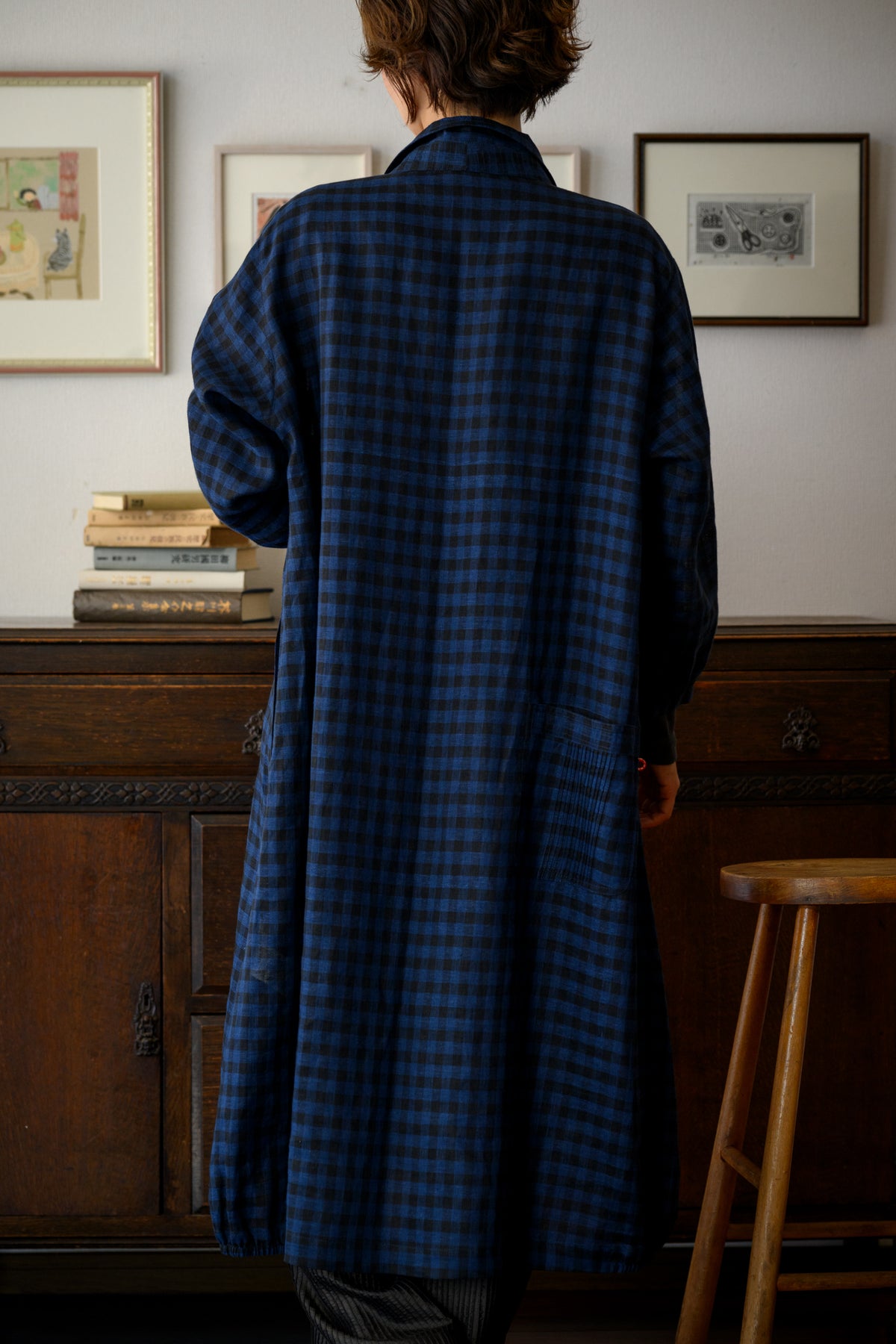 Japan Linen<br> 2-Way One-Piece Dress, Benkei Check