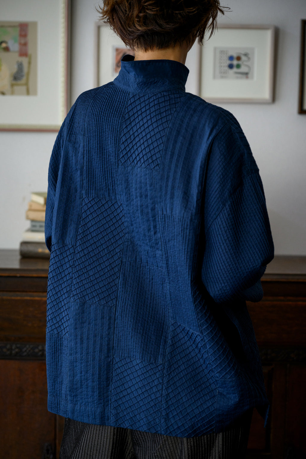 Patchwork pintuck<br> Blouse jacket NV