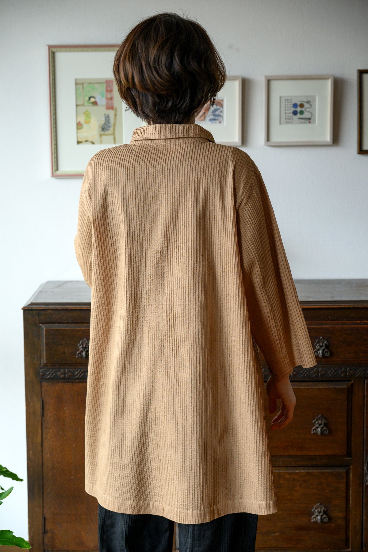 Pintuck pullover blouse TAN