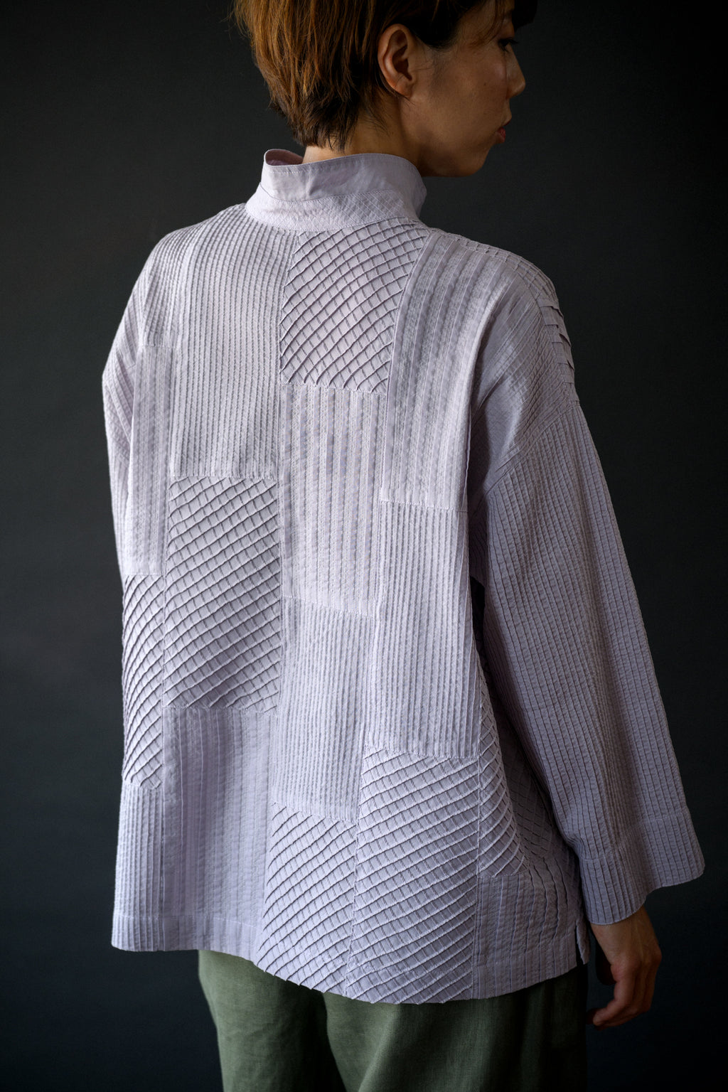 Patchwork pintuck<br> blouse jacket