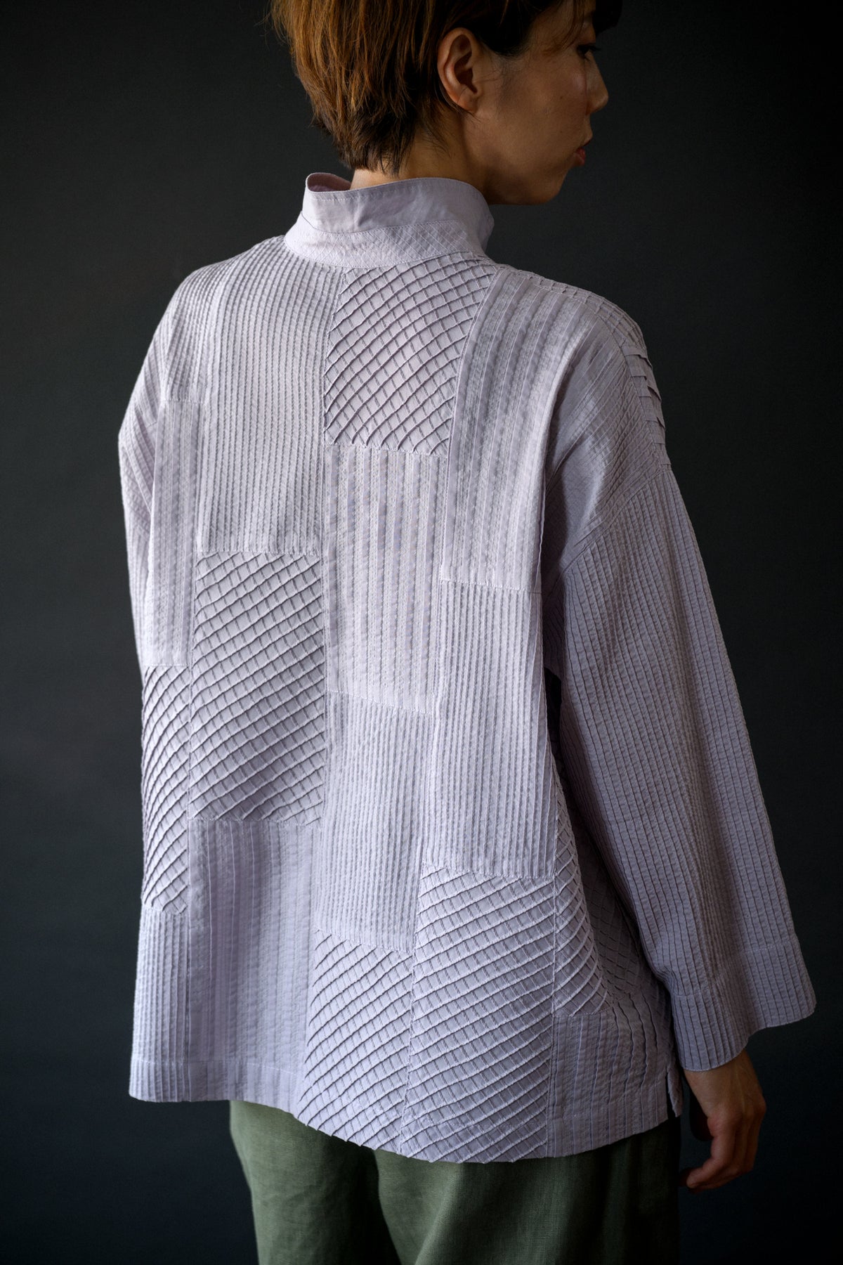 Patchwork pintuck<br> blouse jacket