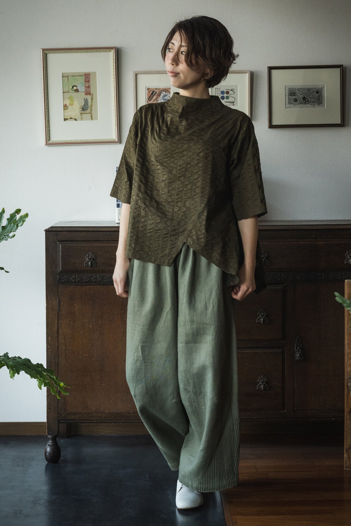 Bark cotton blouse<br> KH