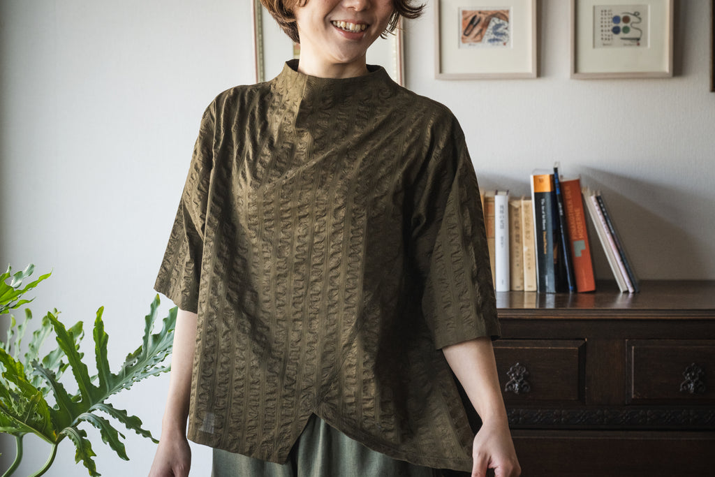 Bark cotton blouse<br> KH