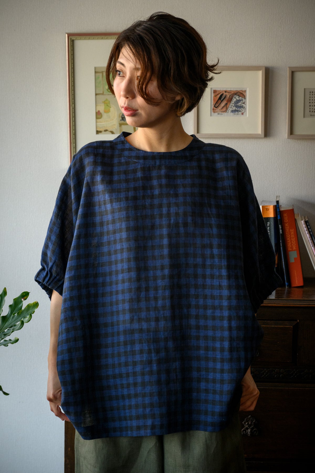 Benkei Check Linen Blouse