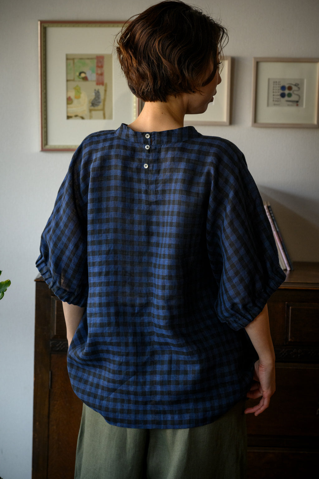 Benkei Check Linen Blouse