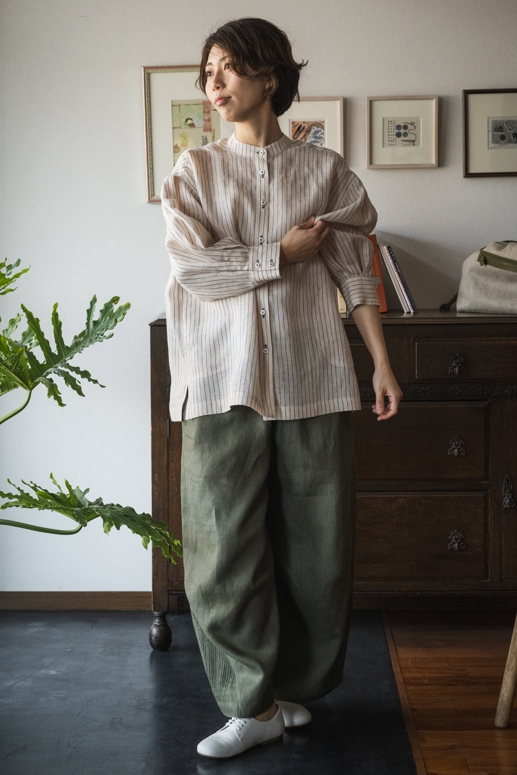 linen striped shirt
