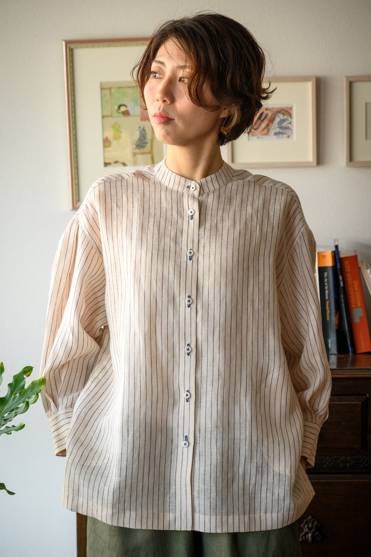 linen striped shirt
