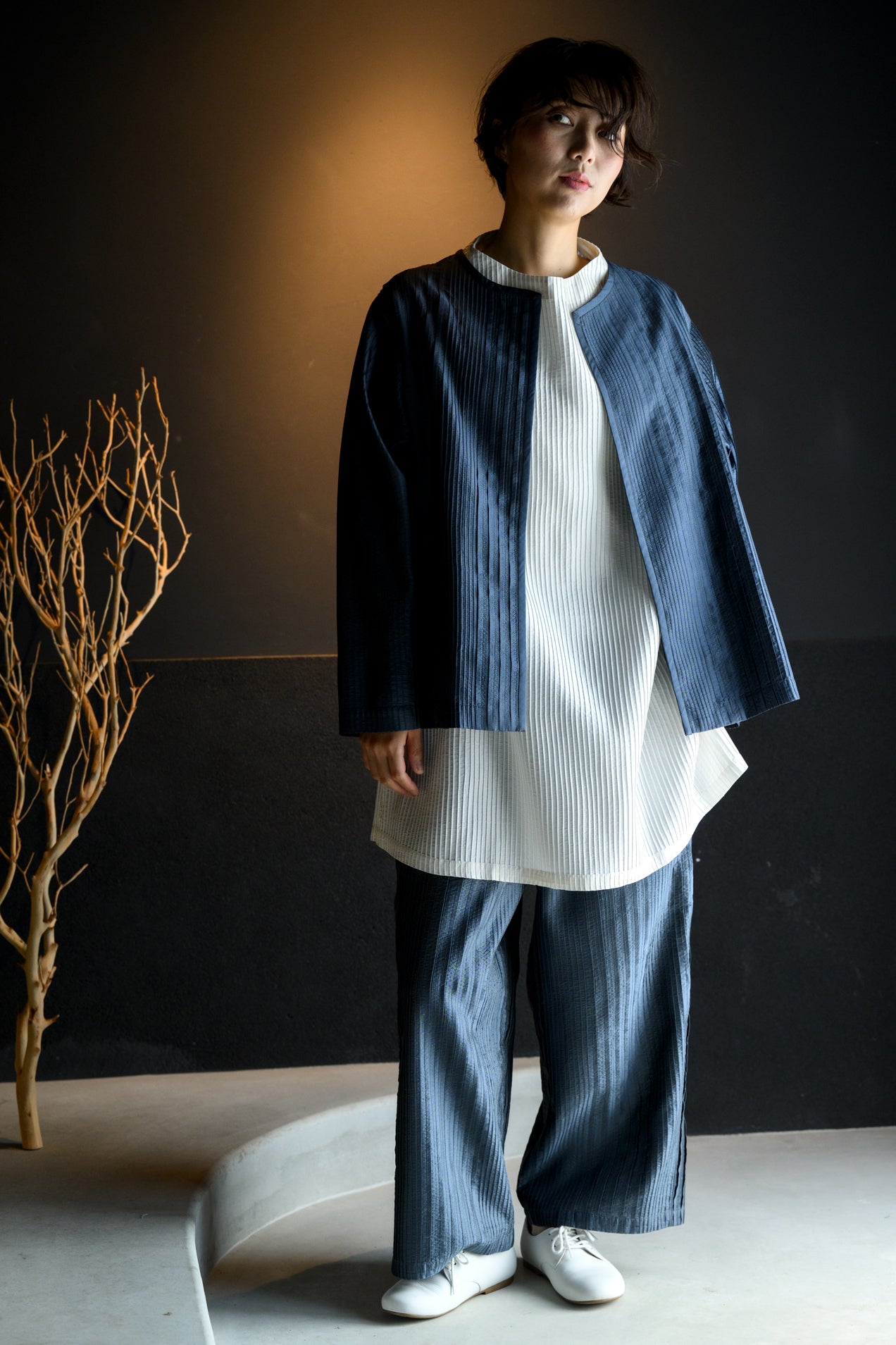 Silk pintuck jacket
