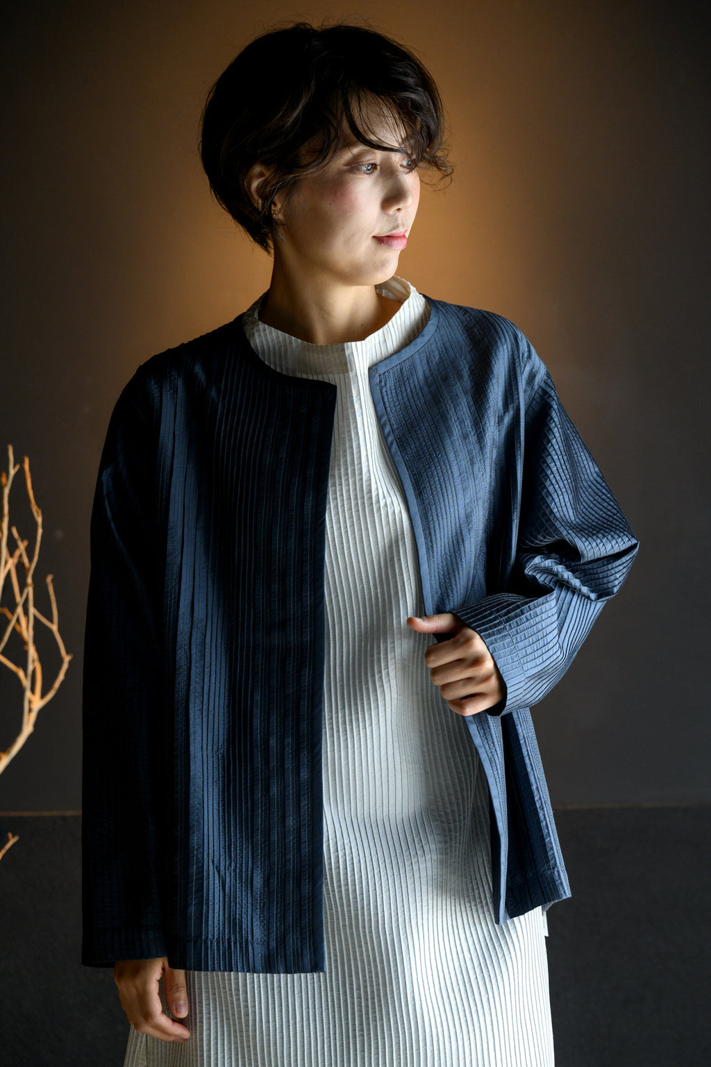 Silk pintuck jacket