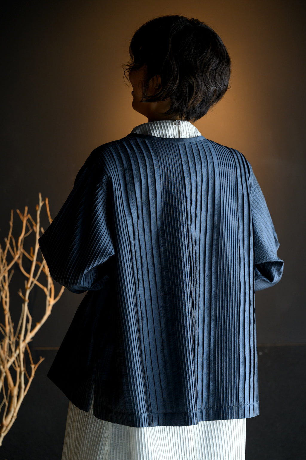 Silk pintuck jacket