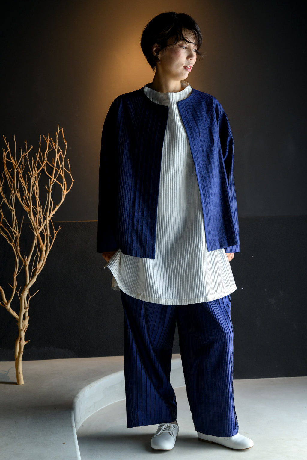 Silk pintuck jacket