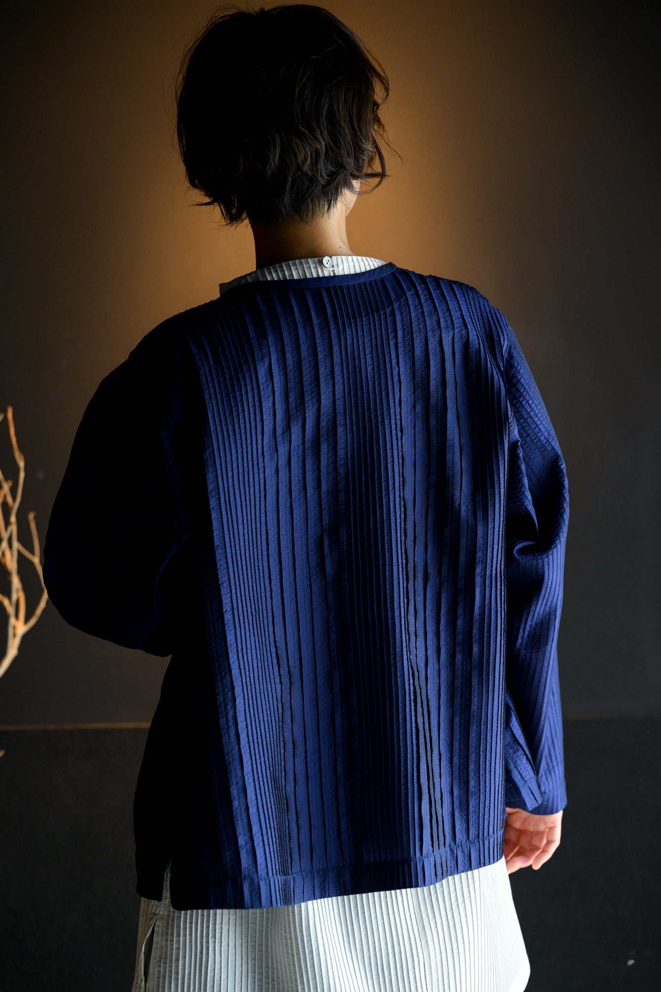 Silk pintuck jacket