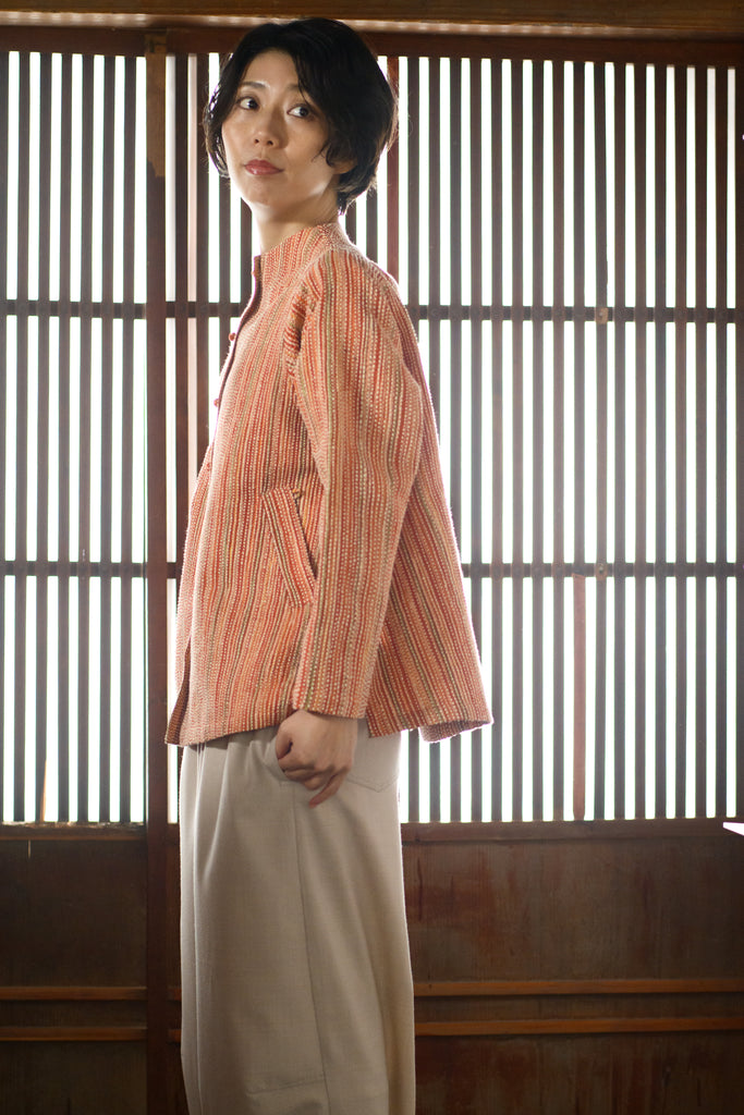 刺し子大島紬縞しまジャケット | ムー・ジュ ムナカタ