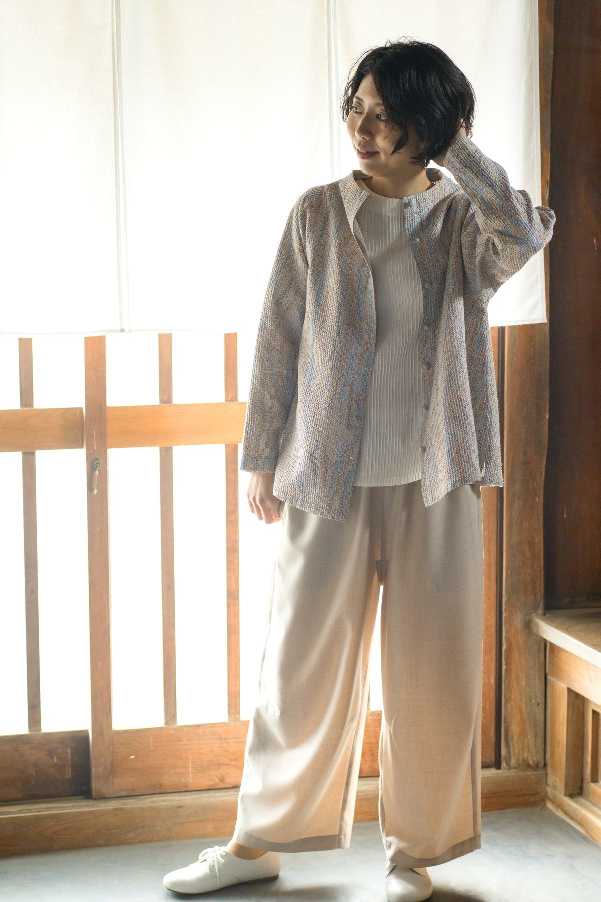 Authentic Sashiko White Oshima Tsumugi Jacket 2