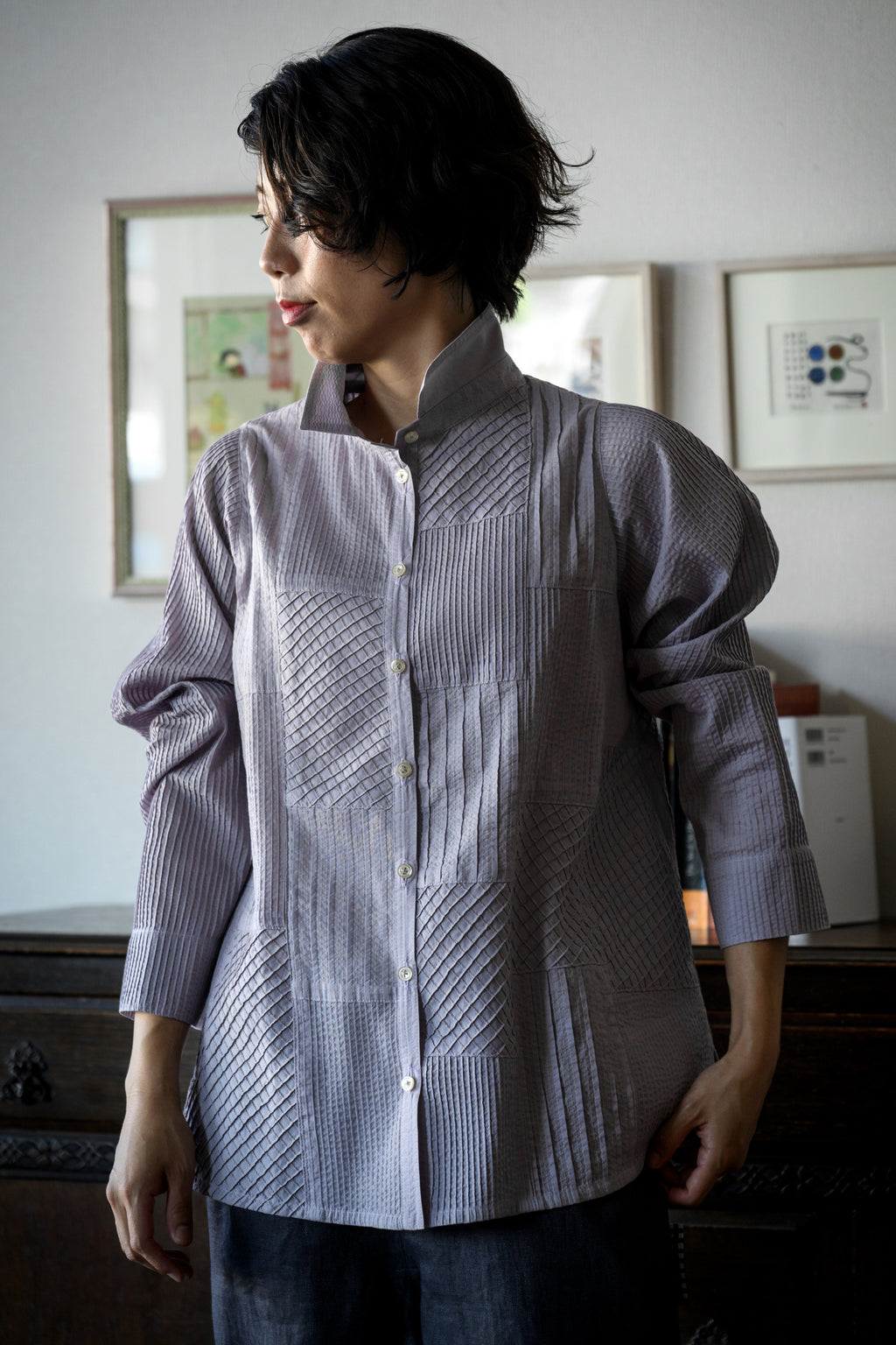 LV pintuck blouse jacket