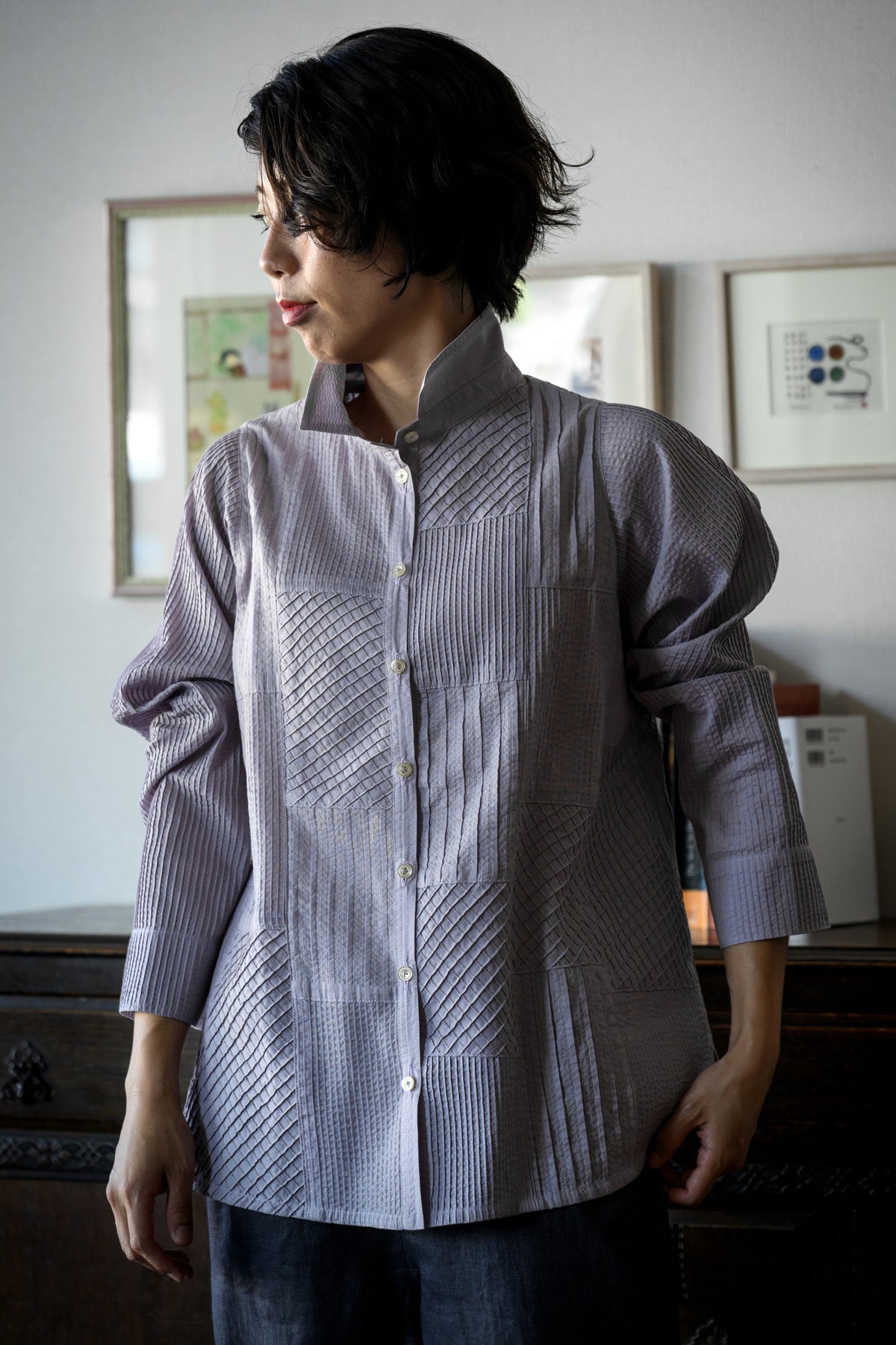 LV pintuck blouse jacket