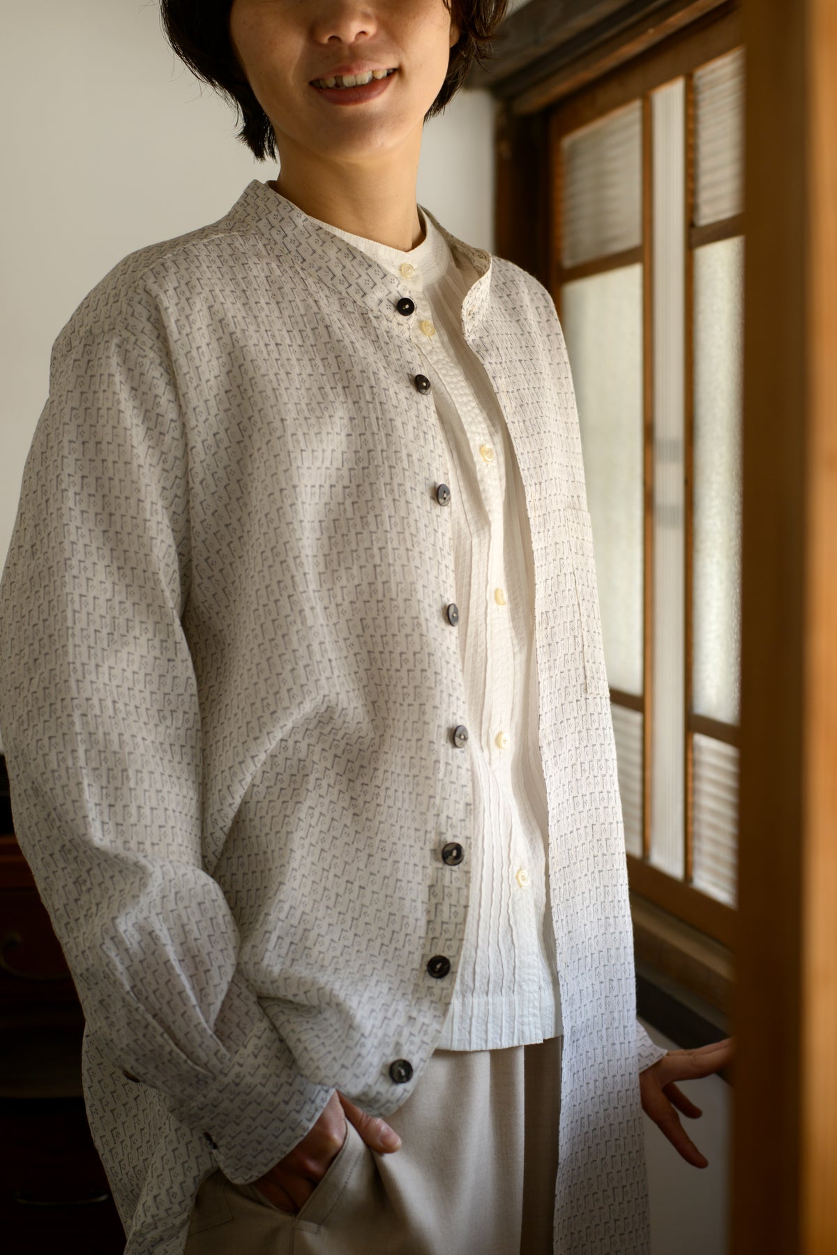Noto Jofu Men's Shirt Jacket White