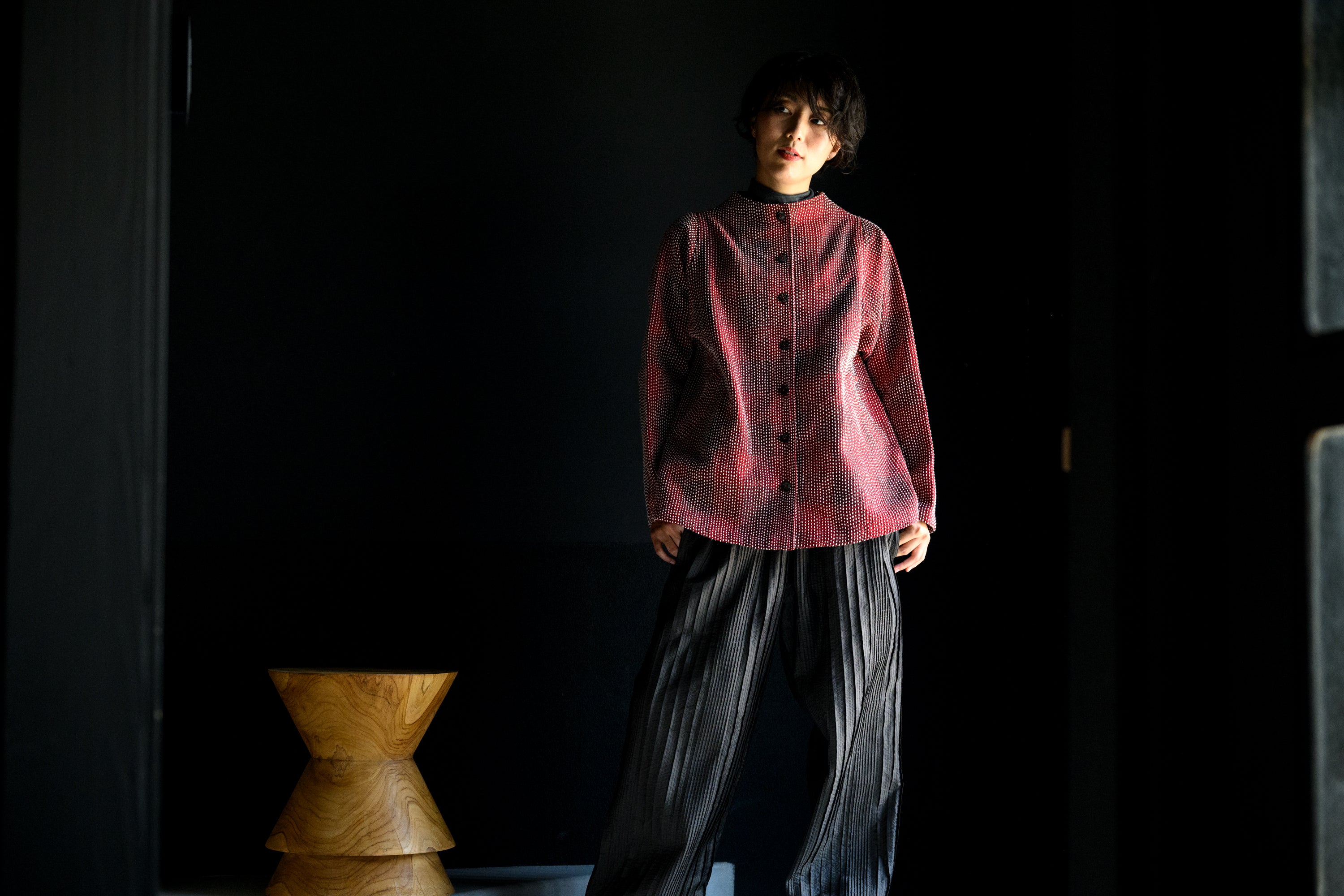 大島紬紅色刺し子 ジャケット | ムー・ジュ ムナカタ