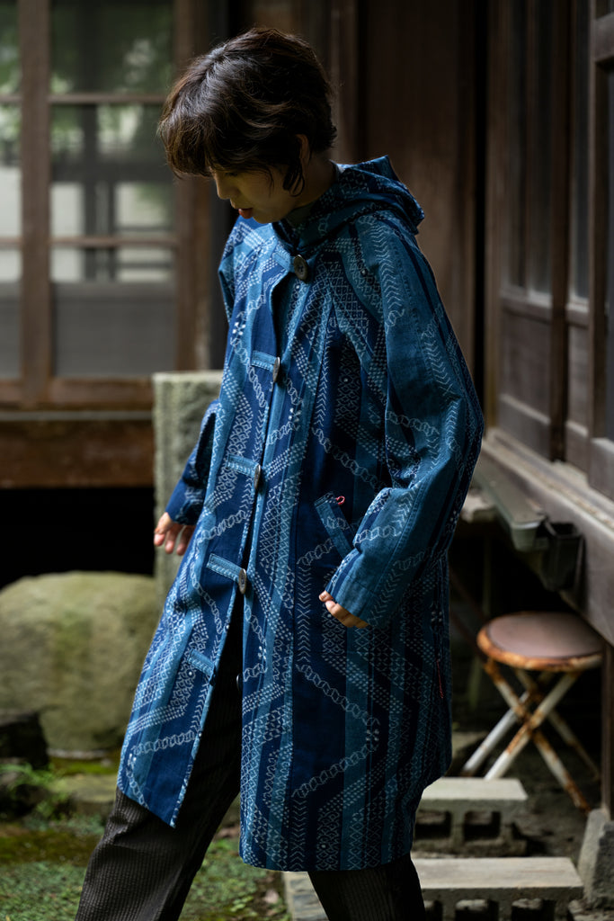 手織り久留米絣ロングコート | ムー・ジュ ムナカタ