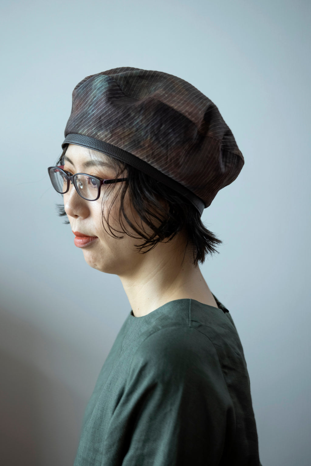 Persimmon tannin dyeing<br> Top Hat Beret