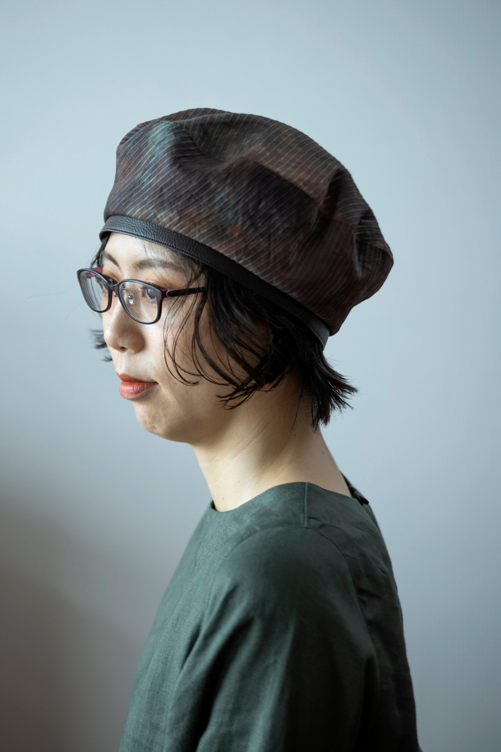 Persimmon tannin dyeing<br> Top Hat Beret