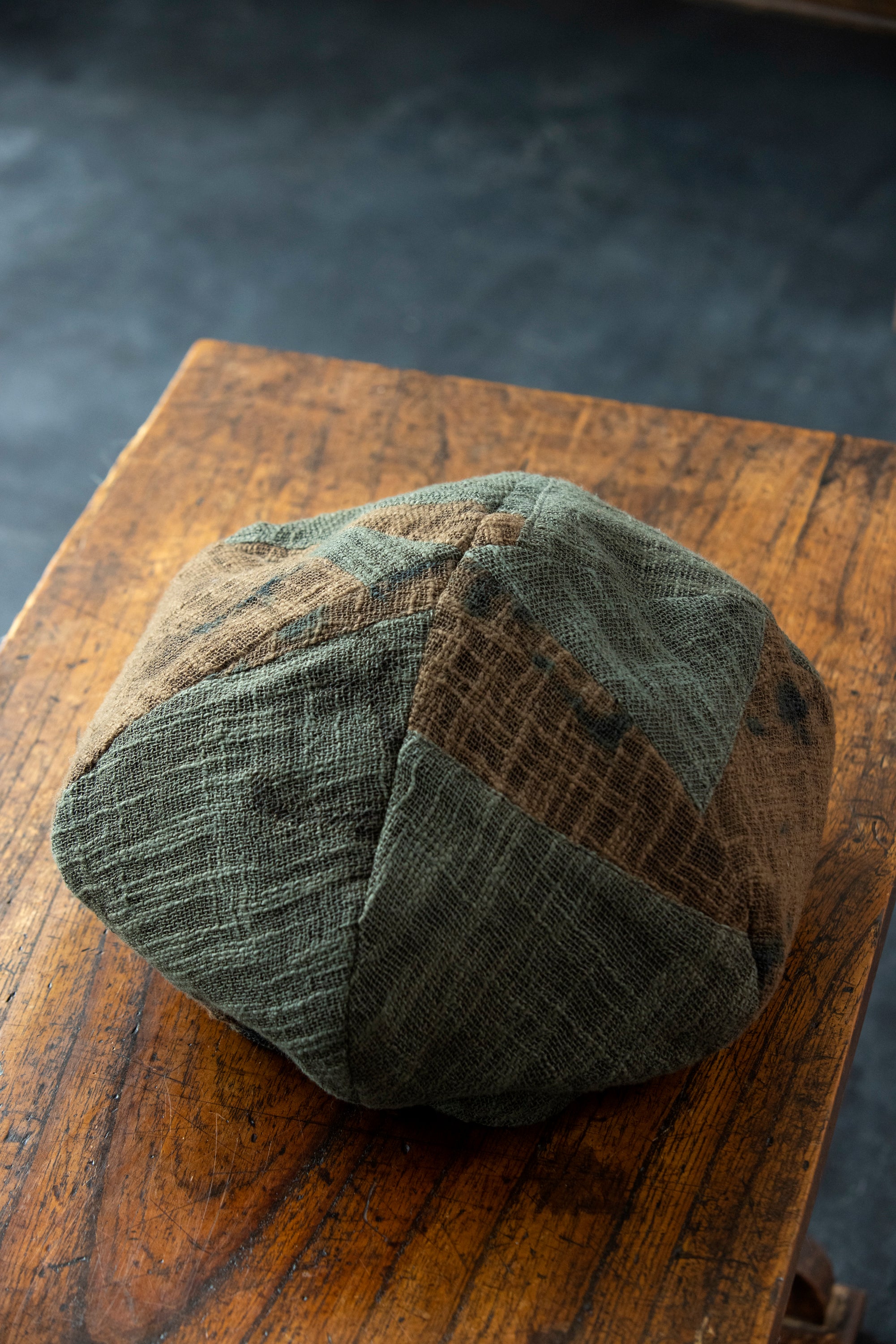 Persimmon tannin dyeing<br> patchwork beret