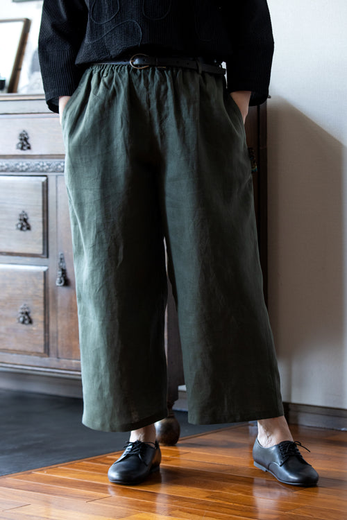 "Kiraku" series linen straight pants "Kodemari"