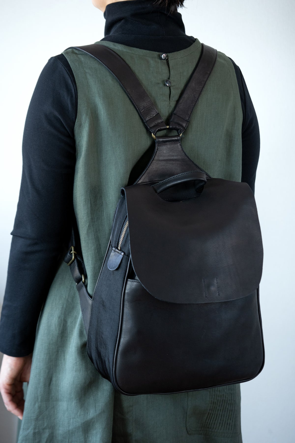Matte and soft leather backpack